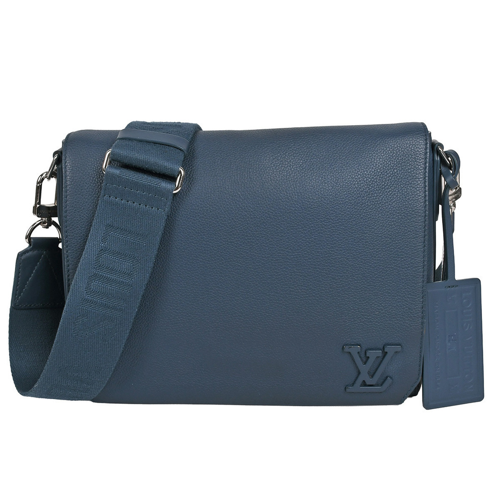 Louis Vuitton LV Aerogram Takeoff Messenger Shoulder Bag Leather Navy Blue